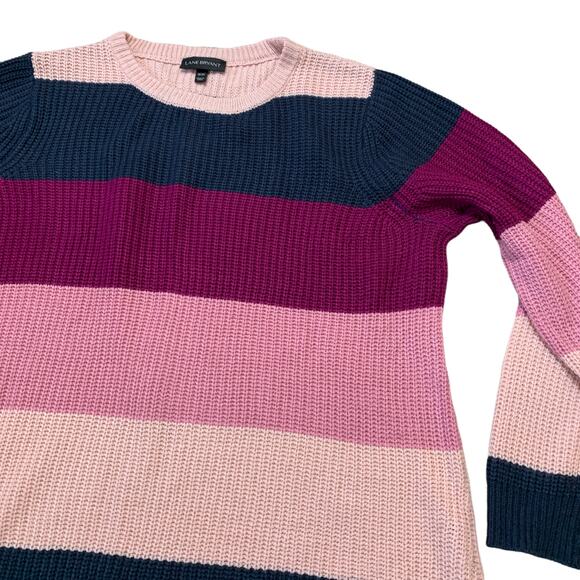 Lane Bryant Thick Striped Knit Crewneck Multicolored Sweater Plus 18 / 20 - Picture 1 of 5